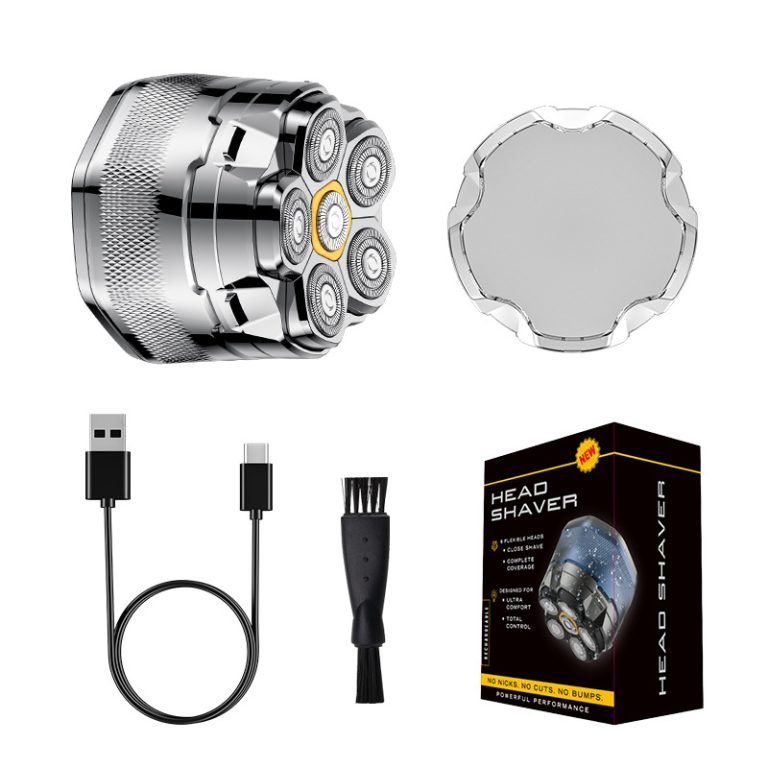 Magnetic Rotating 6-Blade Bald Head Shaver – Full-Body Washable, Type-C Fast Charging Balding Clipper